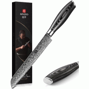 XinZuo - Couteau à pain Damas - Série B20 Ya - multicolore multi-matériau B20-MB