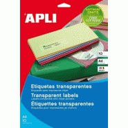 Apli 40 étiquettes polyester transparentes, format 105 x 148 mm (10 feuilles A4 / cdt) - 8410782129646