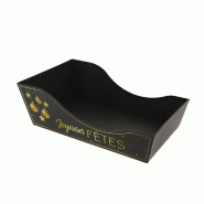 Corbeille carton Traineau Joyeuses Fêtes noir et or 33x20x7/11cm