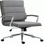 Décoshop26 - Fauteuil de bureau sur roulettes dossier à triple rembourrage et forme ergonomique en tissu gris et métal chromé 10_0007029 - gris m�