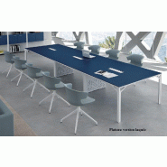 Grande table de réunion X8 avec plateaux laqués Officity. - Blanc 9010, 640, Gris beige Ral 7006_0