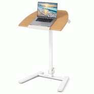 Helloshop26 - Bureau pliable sur roulettes 65 x 49 x 74-109 cm hauteur réglable plateau inclinable en MDF naturel 20_0010949 - métal 3000226455995