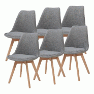 Helloshop26 - Lot de 6 chaises de salle à manger bouclé gris 03_0009892 - gris 3000224924646