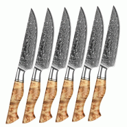 Hezhen - Damas Couteaux à steak 6 pièces - Série B30 Master - multicolore multi-matériau B30-S6