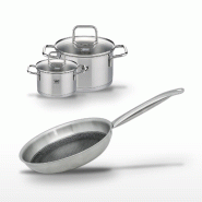 Lot 2 Faitouts 14/20 cm & Poêle 28 cm Elo Relief Solution - gris 3176239958973