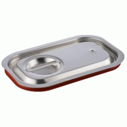 METRO Professional Couvercle GN 1/4, acier inoxydable, avec poignée et joint silicone - argenté Acier inoxydable 14/1 461