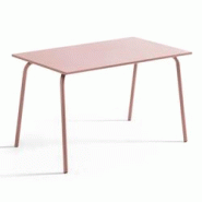 Oviala Business Table de jardin rectangulaire en métal rose poudré - rose acier 113899 Oviala Business Table de jardin rectangulaire en métal rose poudré - rose acier 113899