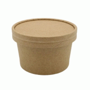 Pot à glace en carton 205ml Ø85 H54mm avec couvercle Vendu par 1000 JORIDEAL - marron en carton 3519400999441