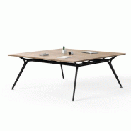 Table de réunion carrée Arkitek Actiu piètement aluminium plateau bois Table de réunion carrée Arkitek Actiu piètement aluminium plateau bois