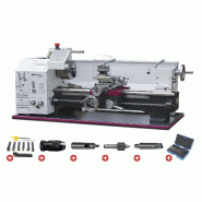 Tour à métaux d'établi hauteur des pointes 125 mm entre-pointes 550 mm alésage 26 mm 0,75 kW 230V 6 vitesses avec accessoires Optiturn TU2506 PACK 230V_0