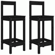 VidaXL Chaises De Bar Lot De 2 Noir 40x41,5x112 Cm Bois De Pin Solide - noir 822146 VidaXL Chaises De Bar Lot De 2 Noir 40x41,5x112 Cm Bois De Pin Solide - noir 822146