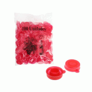100 capsules rouges pour bouteille avec languette en plastique - 8414271077364