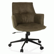 Chaise home office / Chaise pivotante SOLAO LIFE tissu vert hjh LIVING - vert polyester 661014