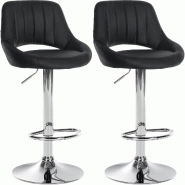 CLP Lot de 2 tabourets de bar Milet similicuir Noir /Métal chromé - noir polyester 324560