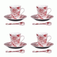 Coffret 4 tasses et sous tasses avec cuillères 16 cl Louise - Rouge Rond Porcelaine Table Passion 8.5x cm - rouge porcelaine 3106232376702 Coffret 4 tasses et sous tasses avec cuillères 16 cl Louise - Rouge Rond Porcelaine Table Passion 8.5x cm - rouge porcelaine 3106232376702