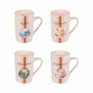 Coffret de 4 mugs Barista 35 cl - Décoré Rond Porcelaine Table Passion 12x8 cm - multicolore porcelaine 3106232313240 Coffret de 4 mugs Barista 35 cl - Décoré Rond Porcelaine Table Passion 12x8 cm - multicolore porcelaine 3106232313240