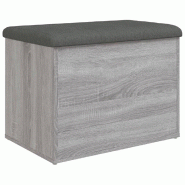 Décoshop26 - Banc banquette de rangement avec coussin d'assise gris 62 x 42 x 45 cm bois d'ingénieriecouleur sonoma gris DEC024802 - Bois massif 300