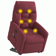Fauteuil inclinable de massage électrique Rouge bordeaux Tissu Modèle Lerviane - 8721102960475