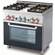Fourneau gaz 4 feux sur four électrique GN1/1 | MagicLotus 600 - Porte(s) vitrée(s)