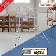 Kit échafaudage pliable - Neuf - Hauteur de travail : 4,40 mètres (Modèle AVEC stabilisateurs télescopiques)