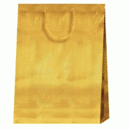 Sac luxe kraft or motif rayures anses cordon doré 26,4+13,6x32,7cm - par 10