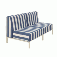 Salon de jardin bas modulable rayé 2 places bleu pacific - bleu aluminium 115893