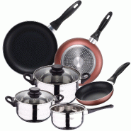 San Ignacio - Batterie de cuisine 16/18/20 cm en acier inoxydable avec 3 poêles Ø16/20/24 cm en aluminium embouti compatibles induction - multi-mat�