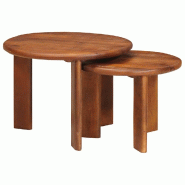 Tables basses gigognes 2 pcs Marron miel Bois de mangue massif Modèle Orion Line - 8721158631763