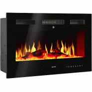 TecTake GmbH tectake Cheminée murale électrique LUCIE  Noir - noir acier 406270