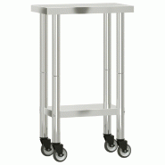 VidaXL Table de travail de cuisine avec roues 55x30x85 cm inox - 376459