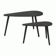 WellHome - Ensemble de 2 tables d’appoint en forme de goutte noires - noir WH15638