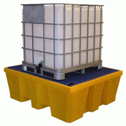 Bac de rétention PEHD - 1 cubi de 1000L - Volume 1000L - Caillebotis amovible, jaune et bleu - 2000 kg charge admissible