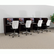 Bureau de centre d'appels version murale 4 personnes Call. - Wenge, 4 places