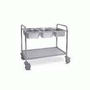Chariot pour bacs GN avec 1 étagère inférieur, 3x GN 1/1 h 200 mm 1100x620x970 mm - VIRTUS - 0615402381406 Chariot pour bacs GN avec 1 étagère inférieur, 3x GN 1/1 h 200 mm 1100x620x970 mm - VIRTUS - 0615402381406