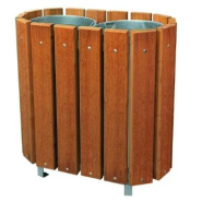 Corbeille Vigo Bi Flux en bois exotique traité - 2 x 48L ou 2 x 63L - avec ou sans couvercle Corbeille Vigo Bi Flux en bois exotique traité - 2 x 48L ou 2 x 63L - avec ou sans couvercle