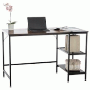 Décoshop26 - Bureau table d'ordinateur avec cadre en tubes d'acier et colonne de rangement métal noir MDFmarron 10_0005524 - marron 3000252688374 Décoshop26 - Bureau table d'ordinateur avec cadre en tubes d'acier et colonne de rangement métal noir MDFmarron 10_0005524 - marron 3000252688374