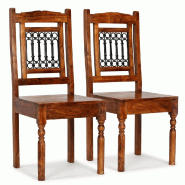 Décoshop26 - Lot de 2 chaises de salle à manger cuisine bois massif avec finition Sesham CDS020115 - Bois massif 3001056399787