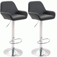 Décoshop26 - Lot de 2 tabourets de bar repose-pieds en forme d'arc en métal chromé assise en PVC noir 10_0004024 - noir métal 3000251897500