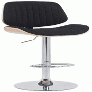 Décoshop26 - Tabouret de bar x1 style rétro moderne assise en similicuir noir bois clair et cadre métal chromé 10_0006210 - noir métal 3000265438638