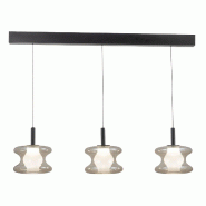 Fabas Luce Suspension Led Frua 3 X 7 W 2550 Lm, Intensité Variable, Verre Borosilicate Et Métal - Couleur Cognac, Ip20, Classe 1, Ø 180 Mm - beige