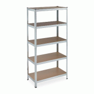 Helloshop26 - Étagère à charge lourde 5 niveaux rangement garage 180 x 90 x 45 cm montage facile en MDF argenté 13_0010009 - argenté Bois manufac