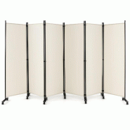 Helloshop26 - Paravent à roulette 334,5 x 30 x 172 cm protège vie privée facile à déplacer design moderne en polyester beige 20_0013045 - beige 3