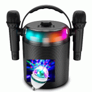 Ledwood Système Karaoké sur batterie 120W, LED, Bluetooth USB, 2 Micros sans fil, Effets Vocaux, Compatible TV Connectée, Ampoule - 3666638036384