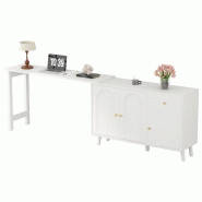 Merax bureau d’angle 120×40×74.5 cm, pivotant à 360° avec buffet et rangement, 3 portes, 1 tiroir, blanc - blanc Bois manufacturé N880P3174156W