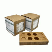 OIO NATURA Lingettes compressées biodégradables par OIO (paquet de 400 unités) + base quadruple en bambou - blanc 221015