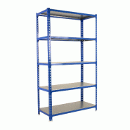 SimonRack Rayonnage métallique, 2000x1100x300 mm, 5 niveaux, tablette métallique, 200 kg au point de flexion, Bleu/Galvanisé - Simonclick - métal