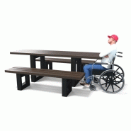 Table de pique-nique escapade pmr / accessible pmr / plastique-composite / 240 x 66 x 77 cm / livrée montée