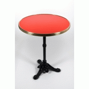 Table de terrasse ronde monceau - rouge et cerclage laiton