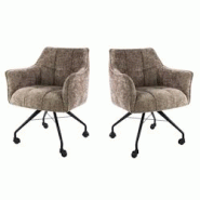 Vivabita Matelpro - Chaise de salle à manger à roulettes en tissu Castille (lot de 2) - Champagne - beige 3665367398855 Vivabita Matelpro - Chaise de salle à manger à roulettes en tissu Castille (lot de 2) - Champagne - beige 3665367398855