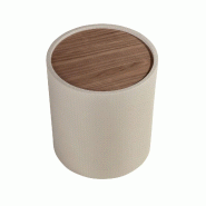 AC ANGEL CERDA Angel Cerdá Table d’appoint ronde en noyer, noyer et bois rembourré en similicuir couleur sable 2165C Ø45 x 50 - marron Bois manuf